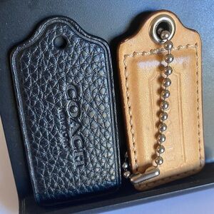 Coach 2pc Large Hang Tag bundle with camel/tan and black